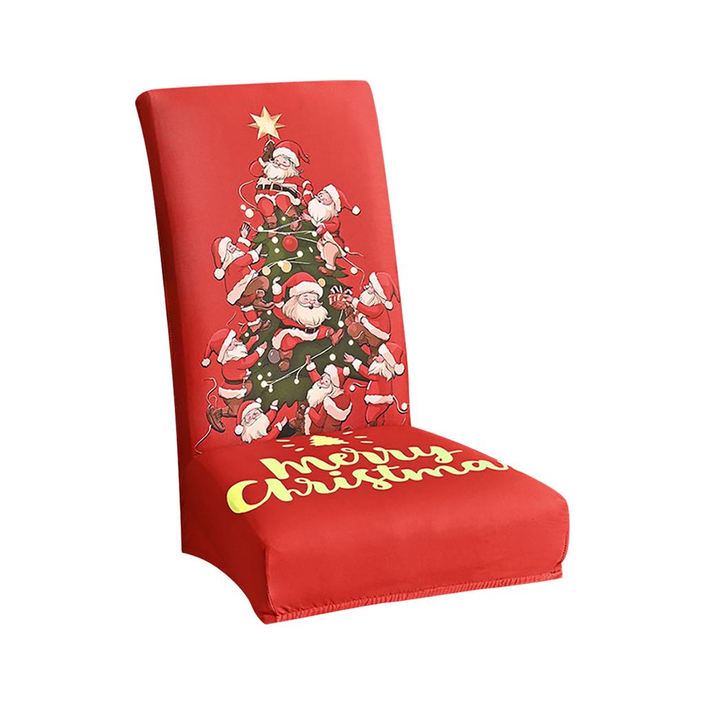 Noel Sandalye Kılıfları, Yüksek Esnek Çıkarılabilir Yıkanabilir Sandalye Koltuğu Koruyucu Kılıf Noel Dekorasyonu İçin Noel Temalı Dekor