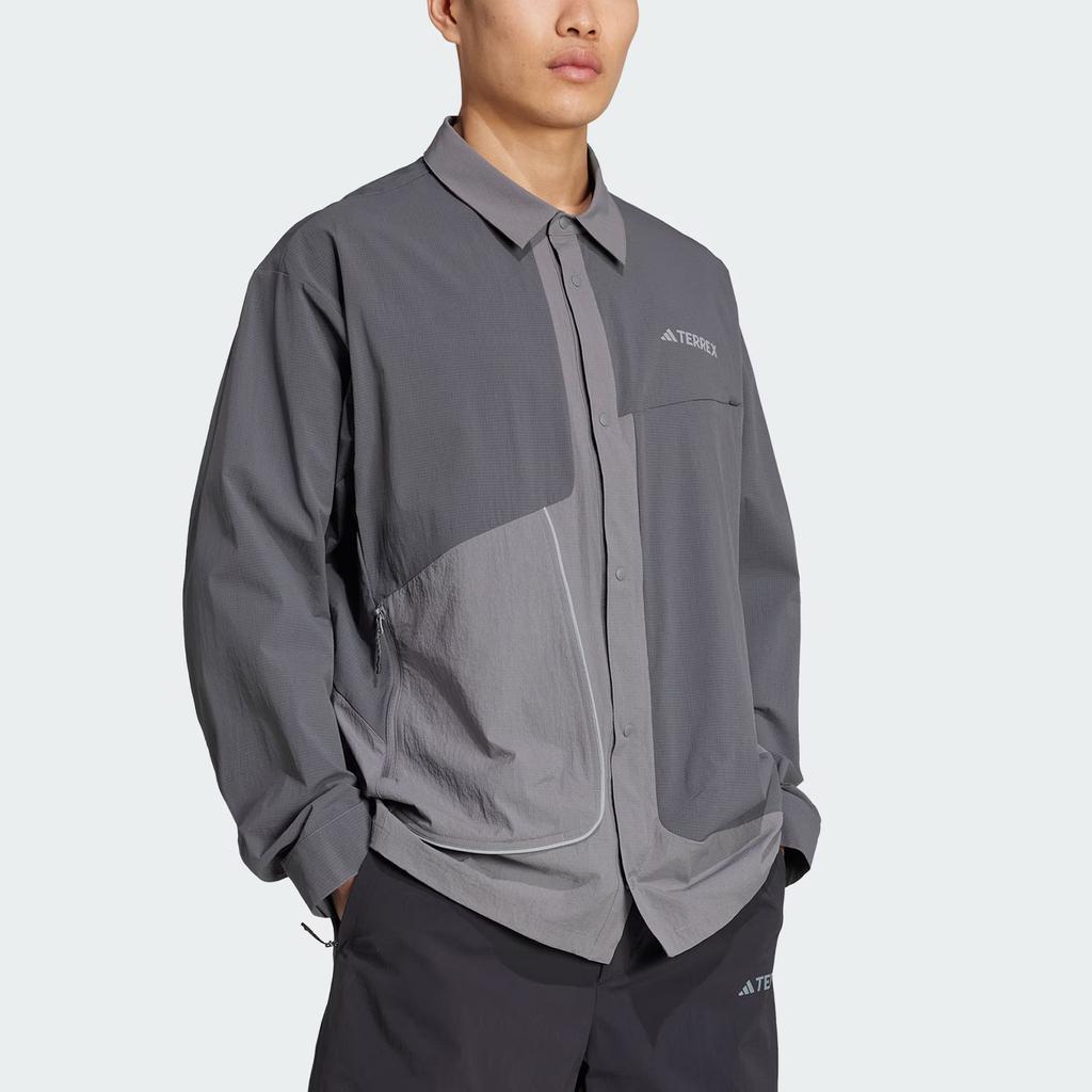 adidas Terrex Xploric Aeroready Shirt Outdoor Sun Protection UPF 50+ Quick-Dry Cool Sports Long Sleeve Shirt Men Shirts Dark-Gray Gray KA3281