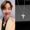 Kpop J-Hope Gleicher Stil Vierzackiger Stern Anhänger Halskette Silberne Kugelkette Choker Schlüsselbein Halskette Fanartikel Schmuck Geschenk für ARMY