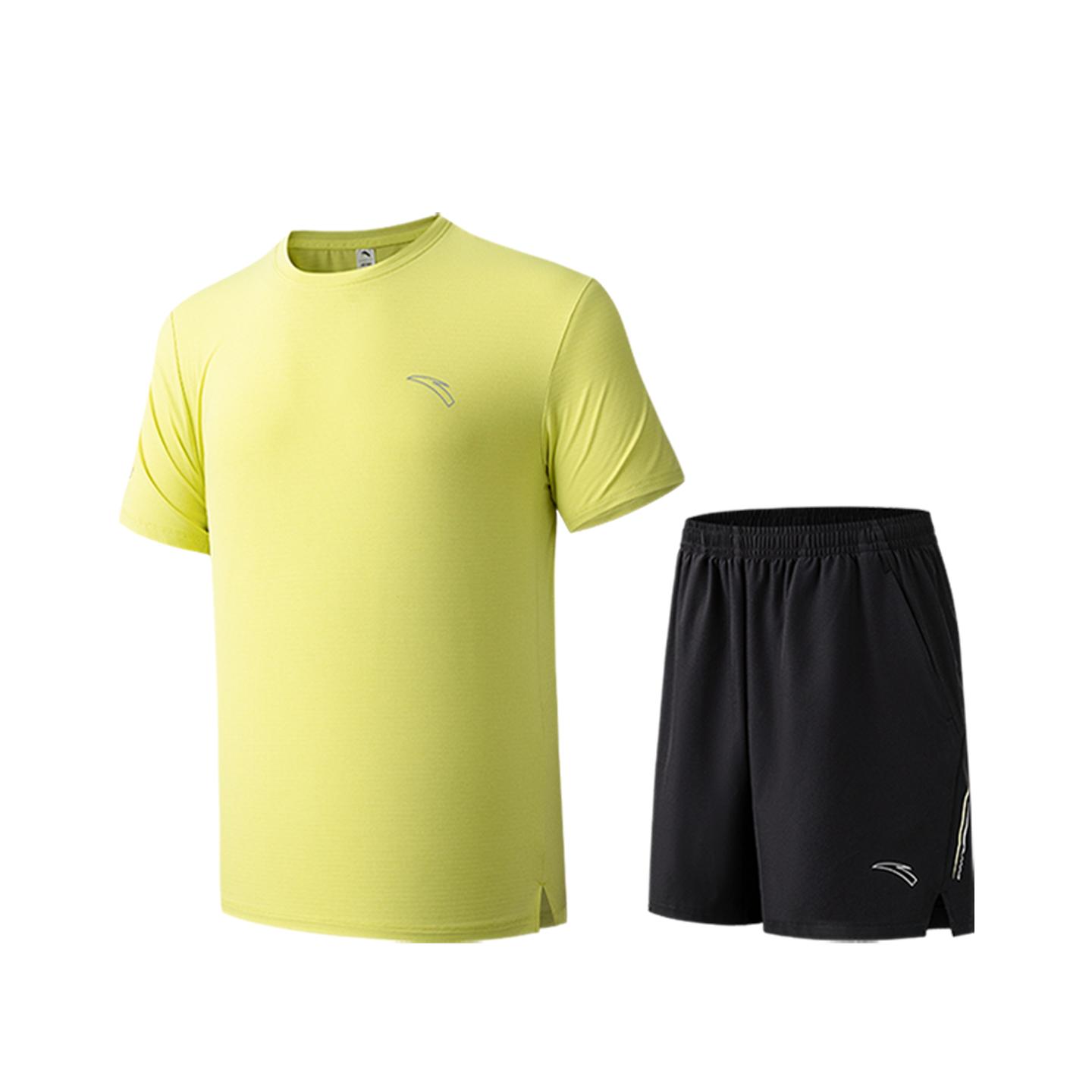 Anta Running Series Summer Casual Sports Suit Men Sportswear Fluorescent-Light-Green 952625202-2 S