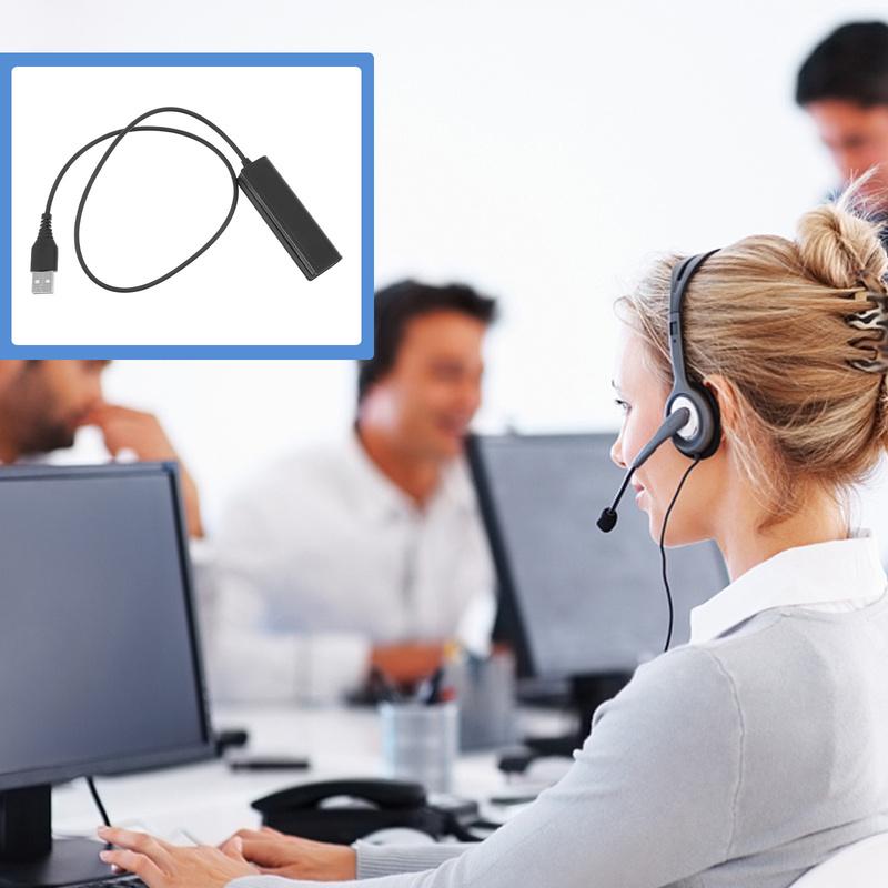USB Rj9 Female Adapter Cable Plastic Converter for Laptop Pc USB Plug Headset Cord Communication Adapter Headphone Adapters