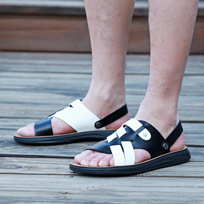 Fashion Fashion Metal Buckle Summer Men's Slippers Outdoor Half Drag Sandals Beach Comfortable Soft Slides Casual Shoe Wading Aqua Shoes