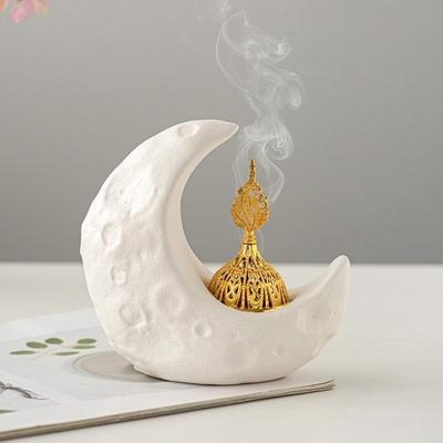 Ceramic Moon-Shaped Incense Burner Light Luxury Decorative Eastern Incense Holder Middle Eastern Style Arabic Incense Burner