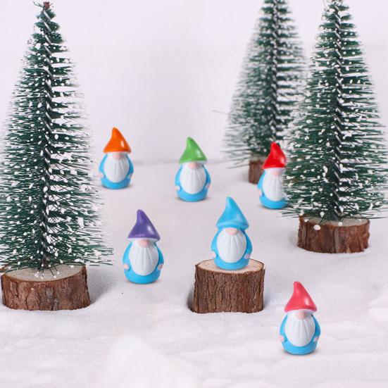 30Pcs Mini Christmas Hat Gnome Figurine Tiny Faceless Dwarf Resin Statue Miniature Colorful Hat Elf Ornament Fairy Garden Decoration