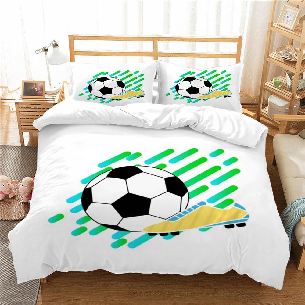 Hot Sell 2/3pcs Bedding Set Breathable Comforter Duvet Cover Set 3D Football Design Microfiber Comfortable Bed Cover Suit