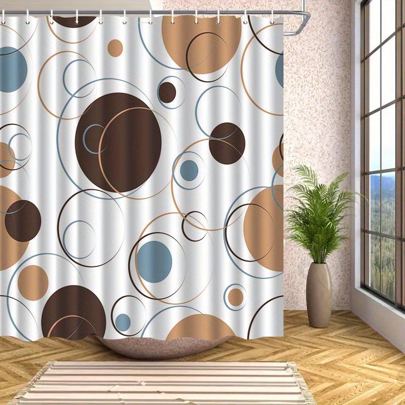 1Pc Modern Unisex Circular Patterned Shower Curtain, Polyester Fabric, Machine Washable, Suitable For Bathroom Dcor.