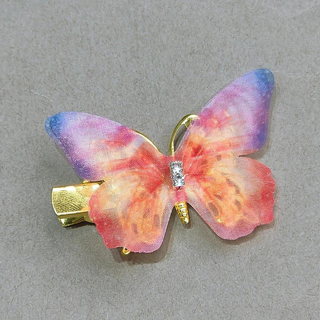 Gradient Butterfly Hairpin for Children - Cute Mesh and Alloy Duckbill Clip, Perfect for Hanfu and Fairy Styles