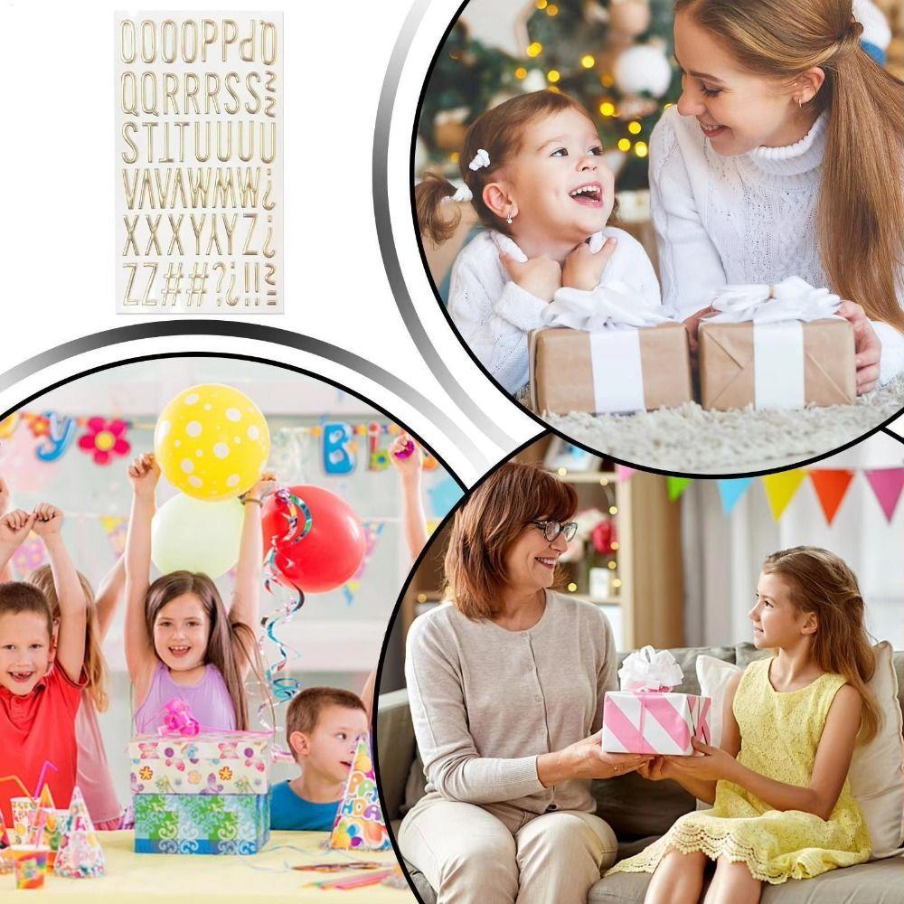 3Sheets Self Adhesive Gold Letter Stickers Waterproof Stationery Stickers Journal Decoration