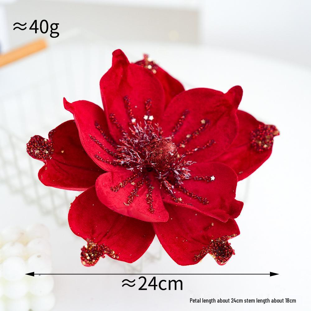 High-End Cross-Border Christmas Magnolia Sequin Fabric Flower Tree Decoration