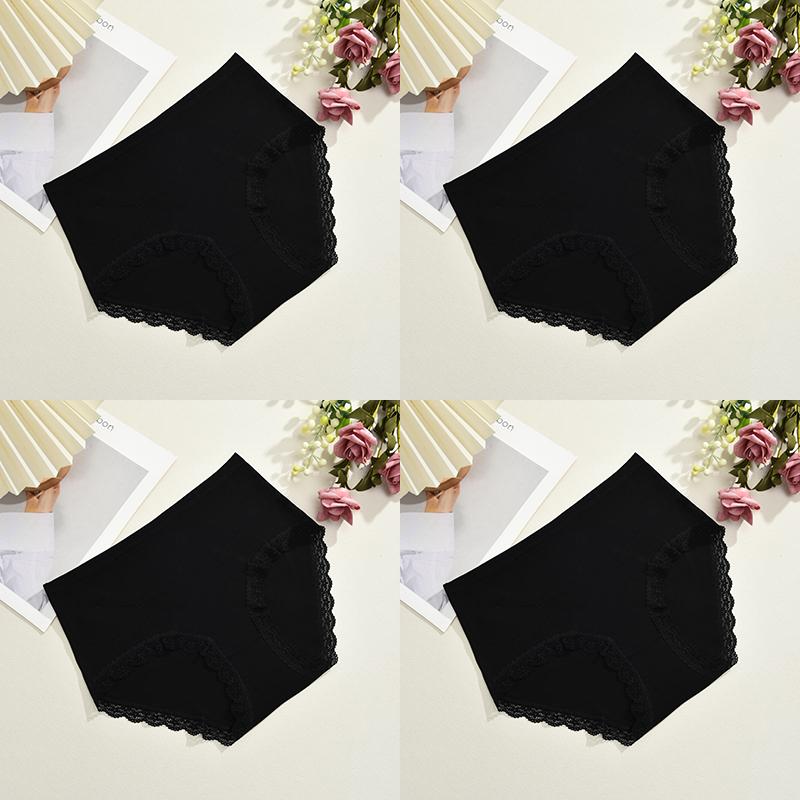4Pcs Cotton Panty Breath Underwear Sexy Lace Panties High Waist Women Briefs Girls Comfort Underpants Female Lingerie