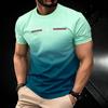 Summer Men's Clothing 3D Gradient Simple Paris Printed Men's T-Shirt Daily Fashion Oversized  Sports Round Neck Short Sleeve Top