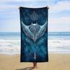 1 Pc Deep Blue Ray Fish Beach Towel, Microfiber Quick-Dry, for Beach Cover-up/Mat/Sunshade, Summer Outdoor Travel Essential