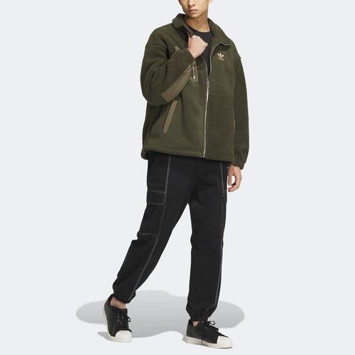 adidas Pánská sportovní bunda Originals Trefoil z umělého beránka, tmavě zelená