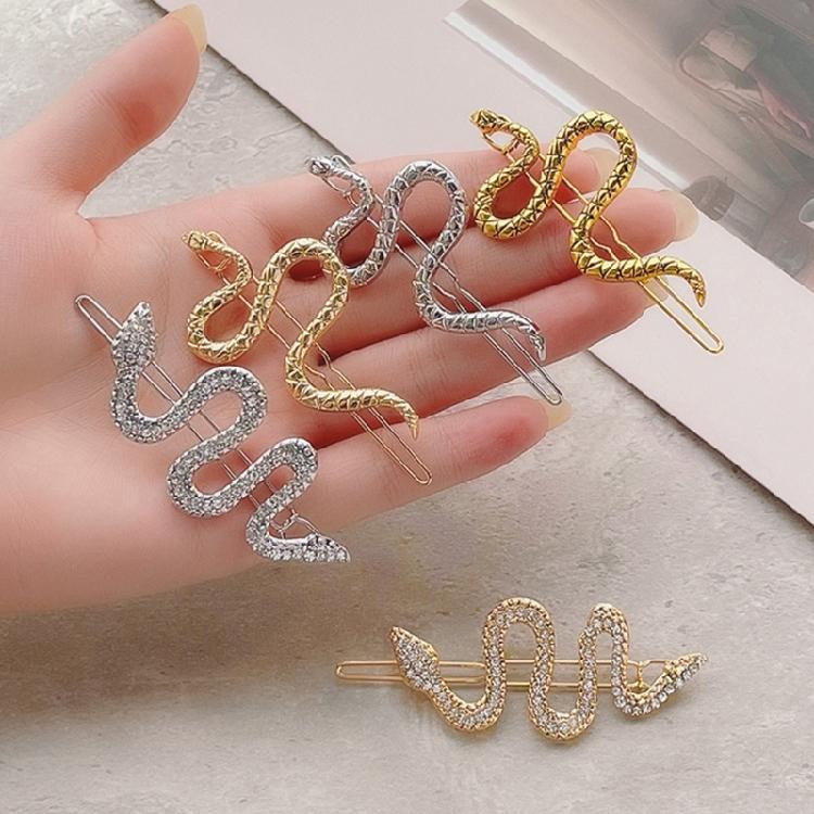 Stylish Gold Snake Hair Clip With Eye Catching Rhinestones Hair Accesories Hairpieces For Adding Elegance To Any Outfit