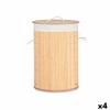 Natural Laundry Basket - Kipit - Metal - Bamboo - MDF Wood - 48 L - 37x50x37 Cm - Multicolor - Set of 4