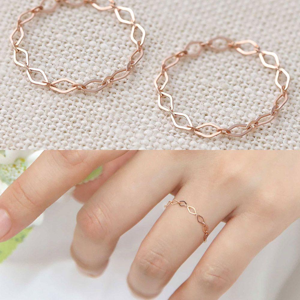 14K Rose Gold Diamond Chain Daily Gold Ring Size 13