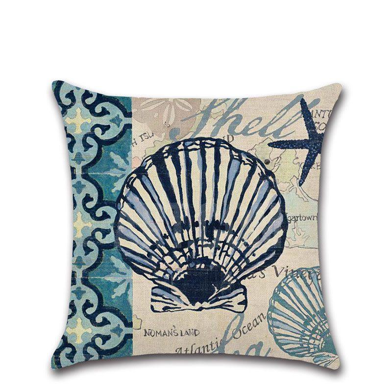 Decorative Fashion Creative Marine Organism Flax Cushion Cover Throw Pillow For Coastal Living