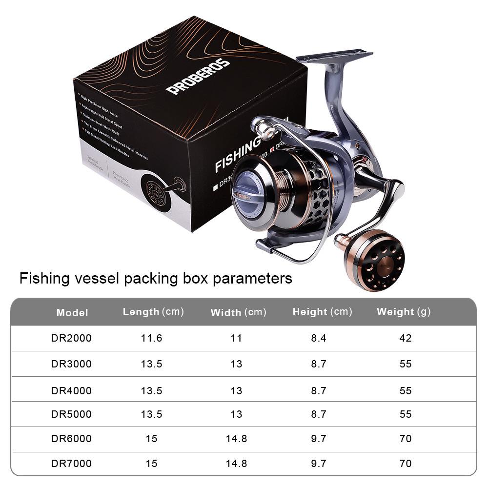 All-Metal Long Cast Spinning Fishing Reel with Lure and Line Compatibility