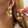 Design Wind Metal Leaf Stud Earrings Women, Fashion Imitation Pearl Flower Earrings Earrings