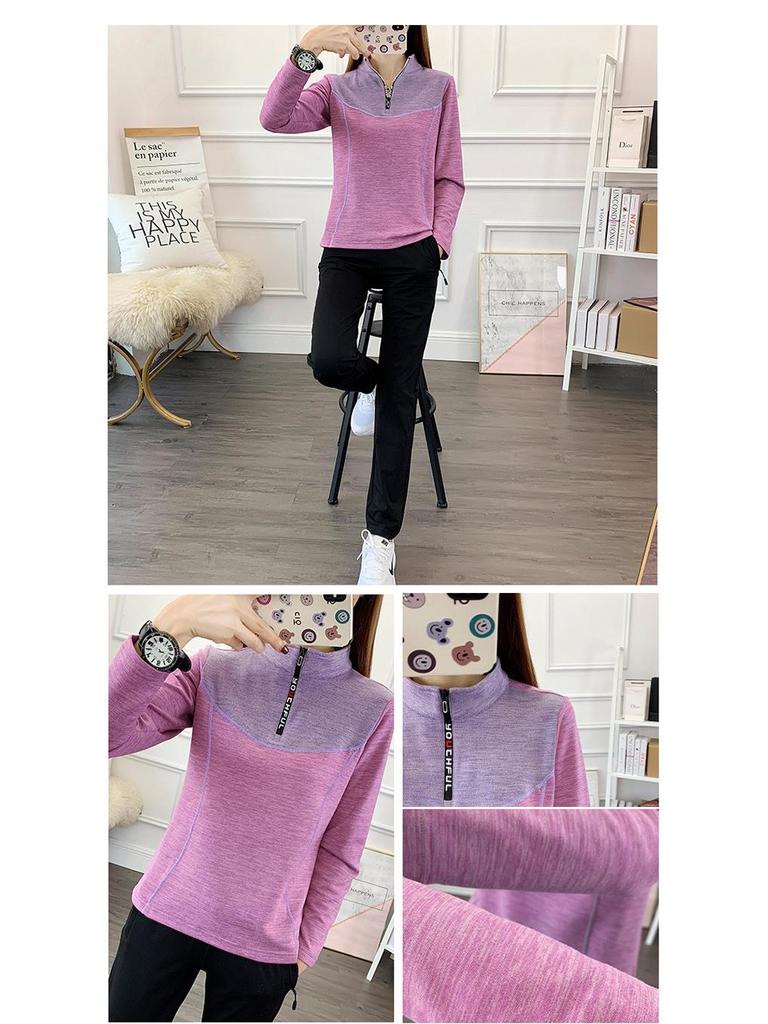 Plus Size Women's Stretch Velvet Fleece Stand-Up Collar Sweatshirt for Autumn/Winter