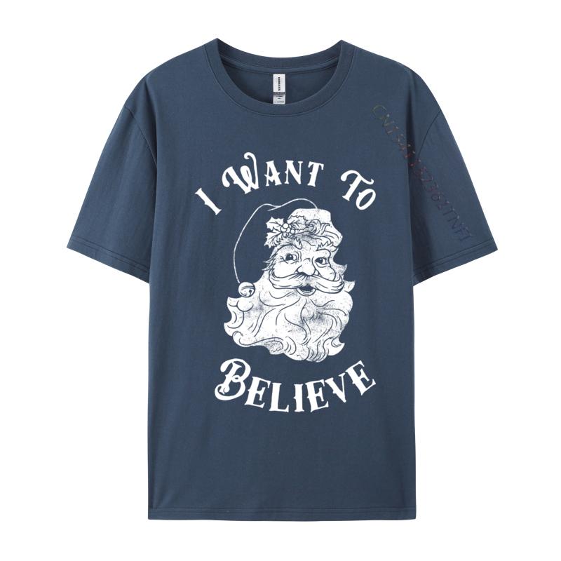 I Want To Believe Santa Funny Christmas Santa Halloween Line Tops Tees Crew Neck Combed Cotton Unisexs T Shirt