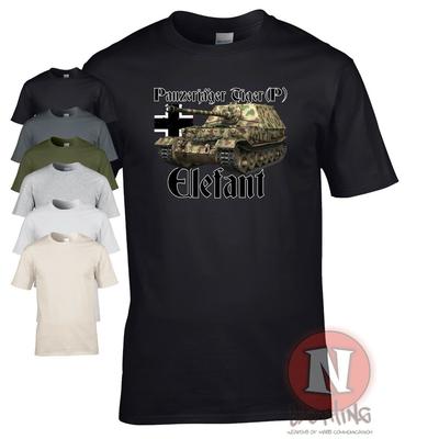 Elefant Panzerjager T-shirt Tiger (P) Tank WW2 German Military World of Tanks