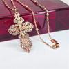 Rose Gold Italian Craftsmanship Exquisite Lace Zircon Cross Necklace Jewelry Gifts for Women