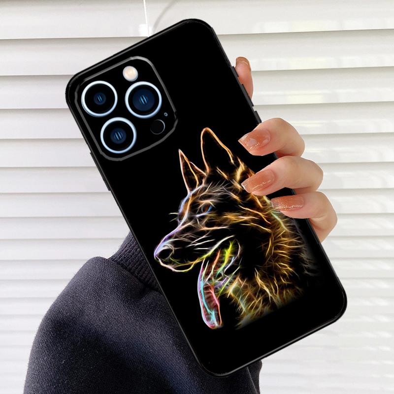 Cartoon German Shepherd Dog Phone Case For iPhone 16 15 11 12 14 Pro Max XR XS Max X Plus 13 14 Pro Soft Silicone Back Cover