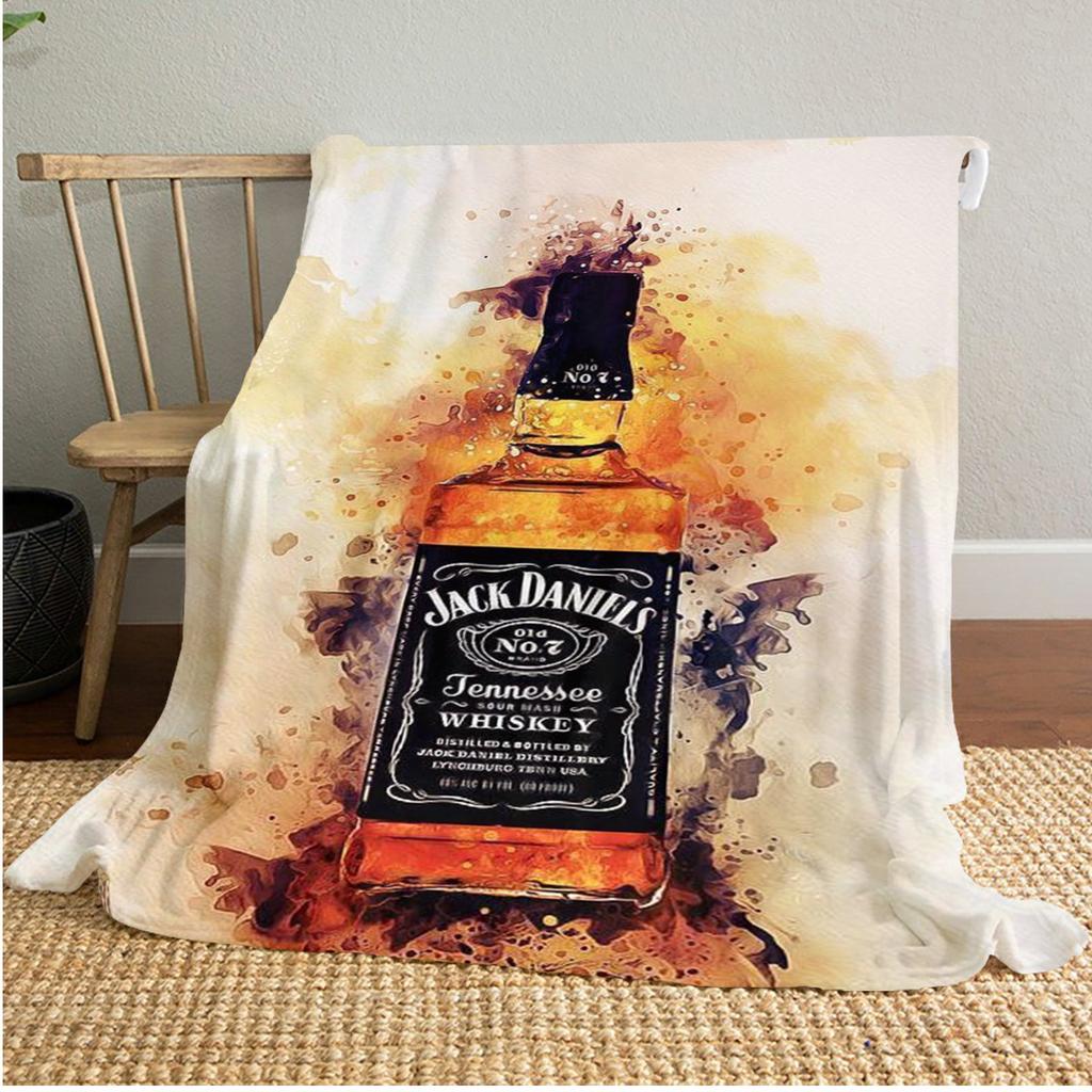 Jack Daniel's Sparkle Pluszowy Koc Miękki Wygodny Koc na Wszystkie Pory Roku Koc na Sofę Biuro Drzemki Koc Podróżny Zewnętrzny Idealny Prezent
