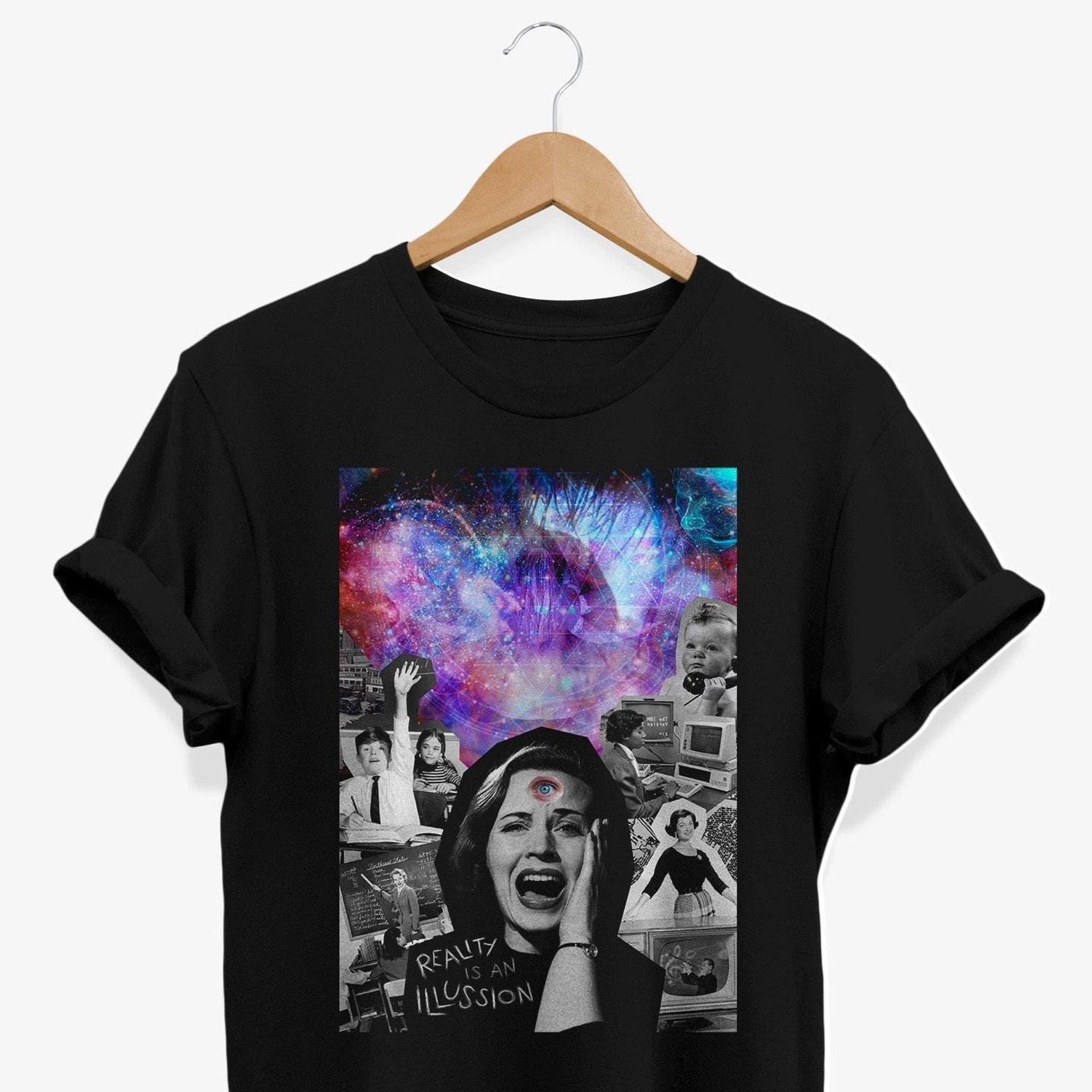 Surreal Collage T-shirt: Cosmic Third Eye Psychedelic Clothing S