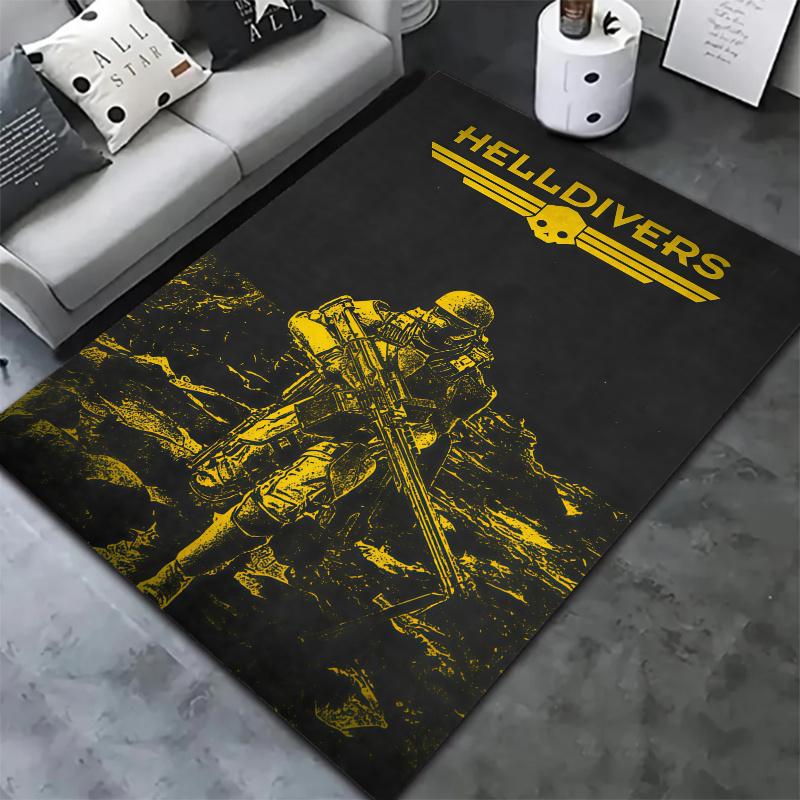 Helldivers Game Silhouettes Carpet Rug For Living Room Bedroom Home Sofa Decoration Kids Play Nonslip Floor Mat