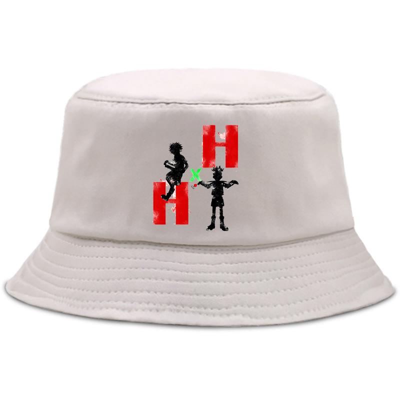 90s japonês anime hunter x hunter chapéu feminino unissex panamá balde boné o design viseira plana pescador chapéu hunter x hunter anime