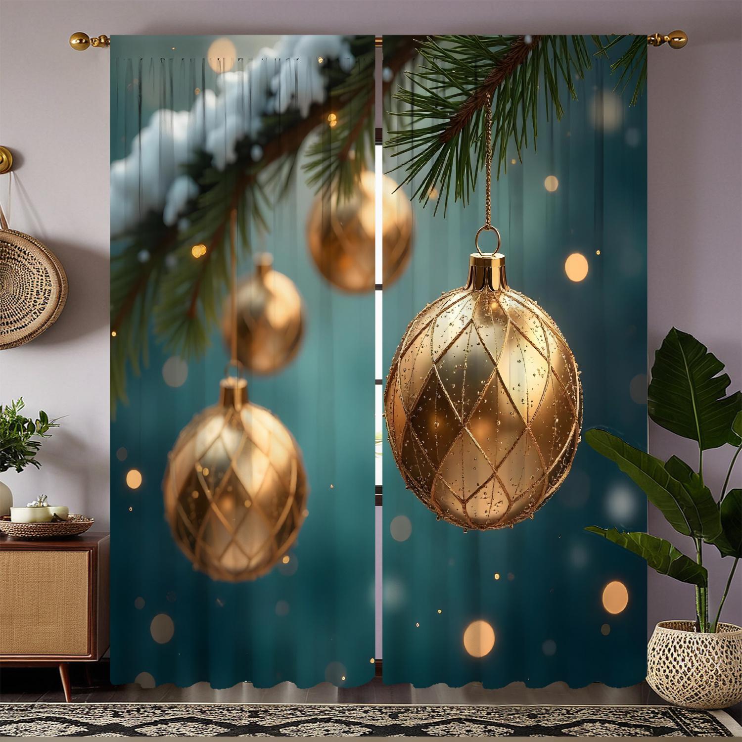 

2-панельные шторы с изображением Санта-Клауса и рождественской елки — дизайн с карманами на штанге, теплоизоляция и блокировка света для украшения окон 240W270H(CM)95x107in&rod pocket