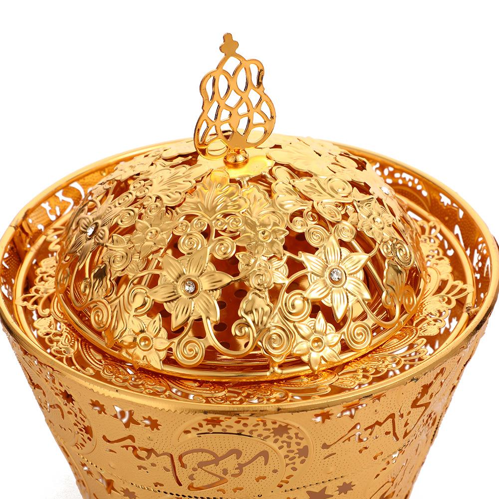 Large Golden Metal Incense Burners Luxury Vertical Moon Shaped White Sage Cone Censer Exquisite Home Decoration Iron Ornaments