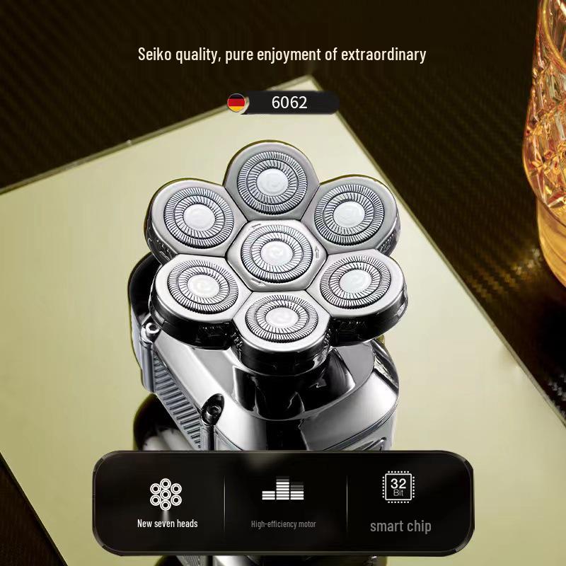 

Електробритва 5-в-1, що перезаряджається: Багатофункціональна, повністю миюча бритва для лисої голови Seven-blade edge suit