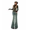 American retro micro-pull jeans new design sense Spice girl slim and thin according to spring pattern