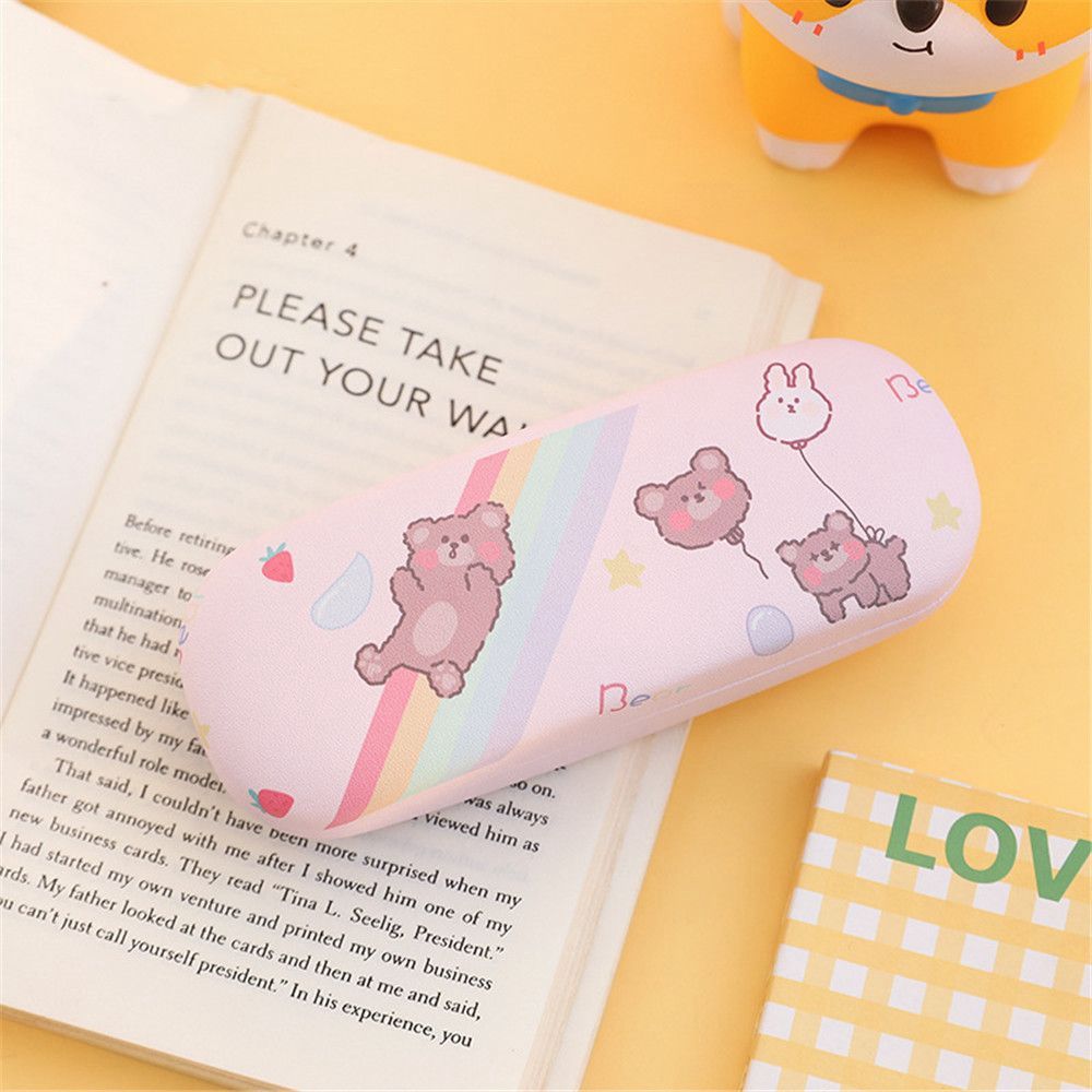 Bag Cartoon Square PU Leather Eyeglass Hard Box Glasses Box Reading Glasses Case Spectacle Case