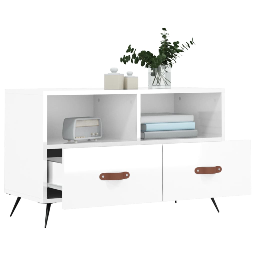 Vidaxl Szafka Pod Tv, Biała, Wysoki Połysk, 80X36X50 Cm