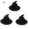 3 Pcs Cotton Halloween Witches Hats For Women Foldable Pointed Big Brim Wizard Topper Hat Party Costume Accessories