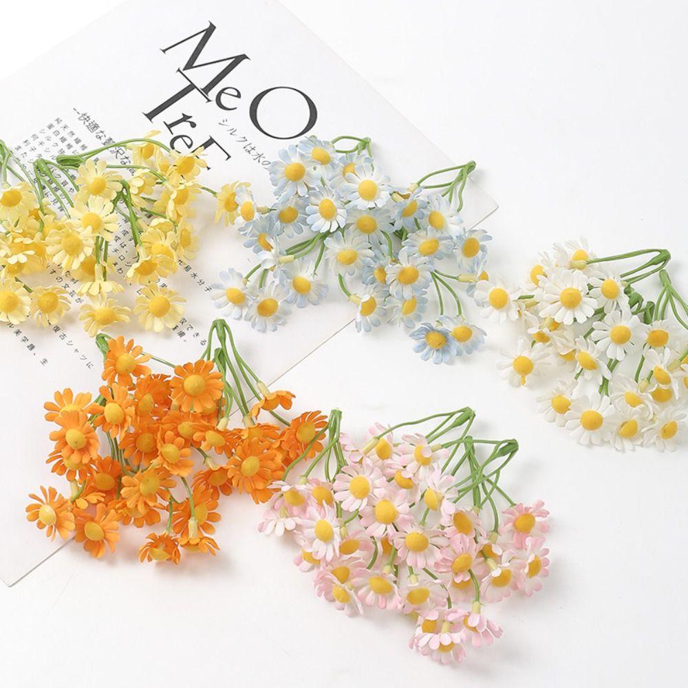 

10pcs Plastic Silk Artificial Flowers Handmade Fake Daisies Christmas Party