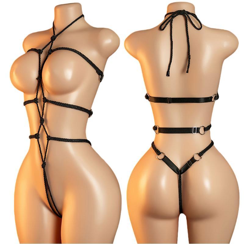Women's Sexy Lingerie Erotic Backless Hanging Neck SM Bodysuit See Through Bra Lingerie Set Cosplay Hot Ultra-Thin Body Suit