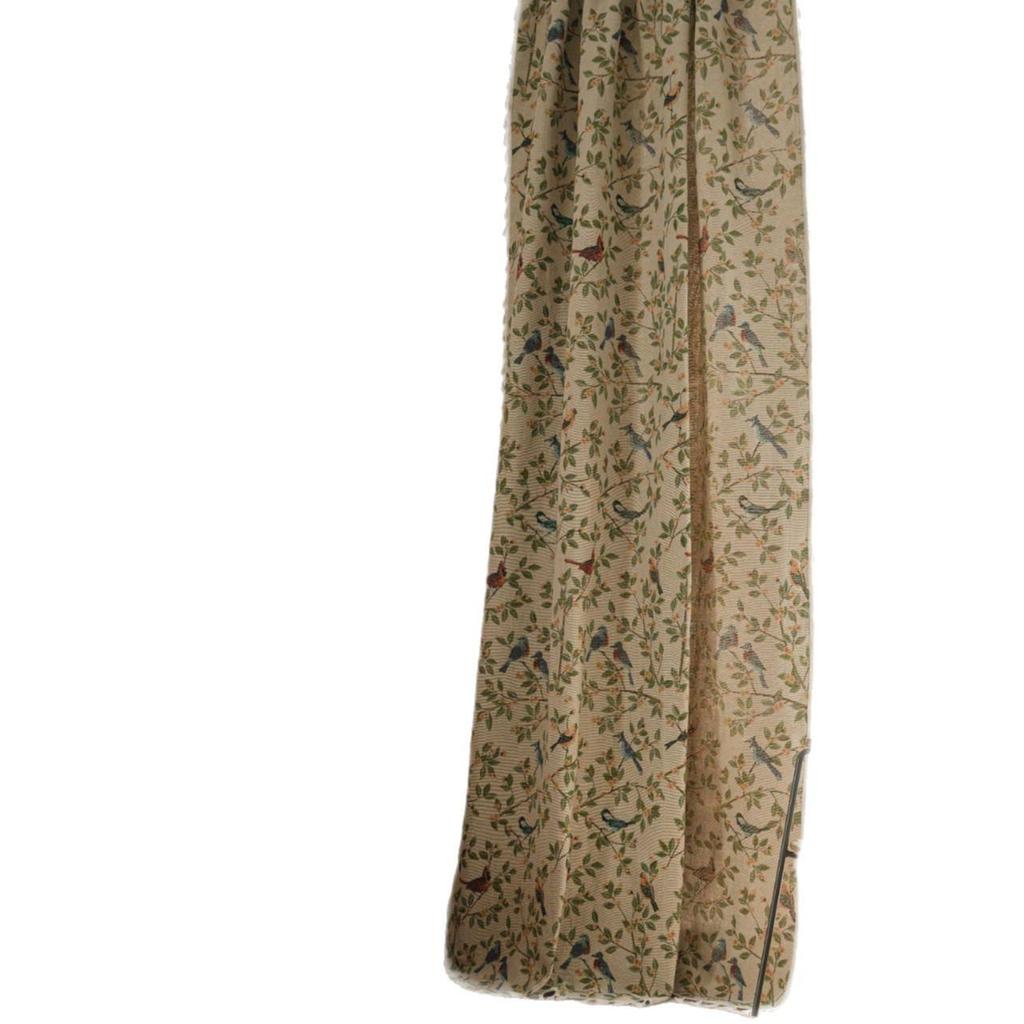 Imanqi Yun Jacquard Floral & Bird Pattern Semi-Blackout Curtains for Bay Windows & Kitchens