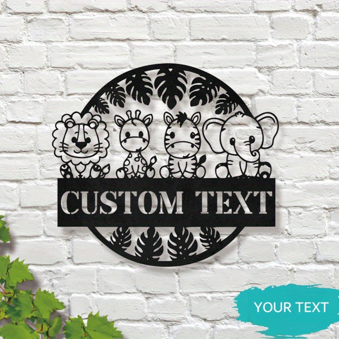 

Custom Animal Metal Wall Art Personalizable Nursery Hanging Modern Room Decor M чёрный