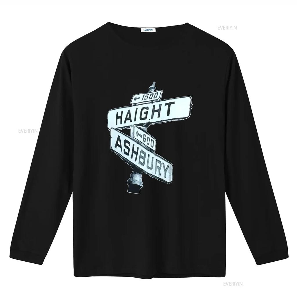 Haight Ashbury Street Sign San Francisco Pre Shrunk 100 Cotton Hand Screened T Shirt Vintage Washed Stylish Streetwear