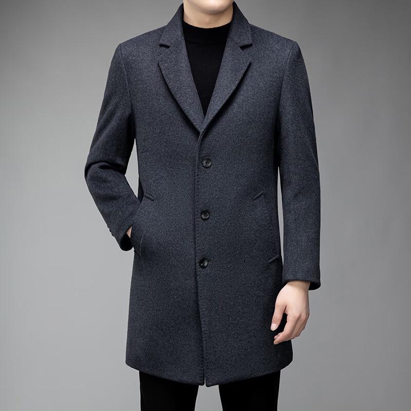 Firstview Men's Urban Casual Notched Lapel Wool Blend Overcoat