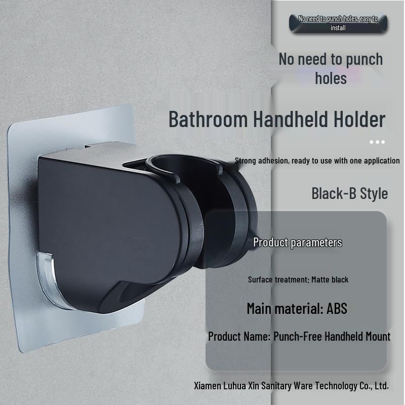 No-Drill Movable Shower Head Holder with Suction Cup Wall Mount for Bathroom