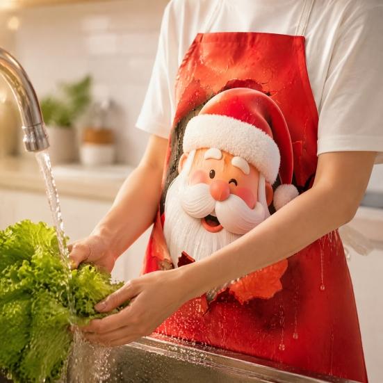 Professional Server Apron Christmas Apron, Waterproof And Oil-proof Kitchen Adjustable Strap Full Coverage Cooking Large Chef for Men Women
