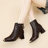 High heel light luxury high sense thick heel heightened autumn and winter side zipper velvet warm women's shoes short boots