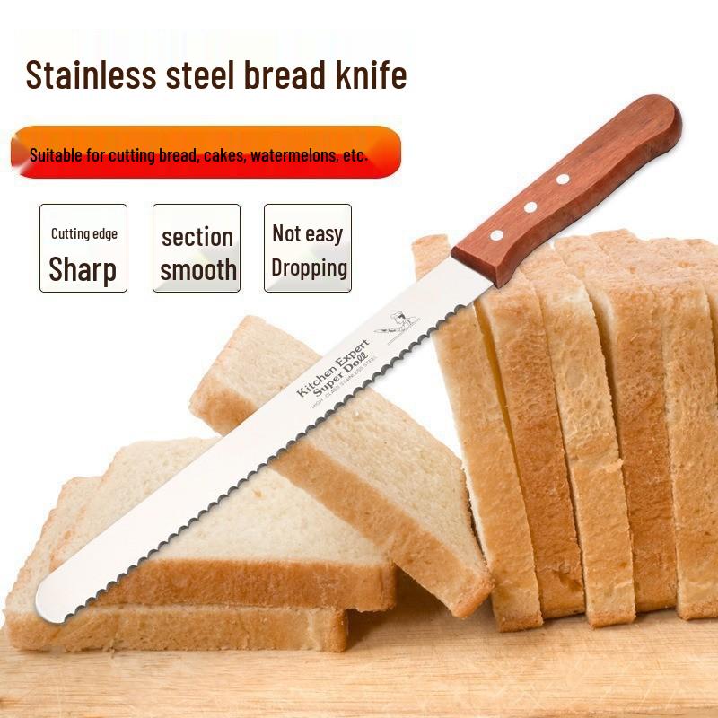 Stainless Steel Serrated Bread & Cake Knife - No Crumbs Slicing