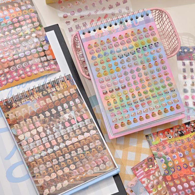 18Sheets/Book Cute Mini Desserts Cut Film Sticker Book Creative Handbook Diy Scrapbook Book Phone Decoration Collage Stationery